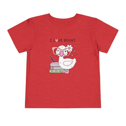 Toddler Tee — Cute Duck "I Love Books" Reading Shirt for Kids