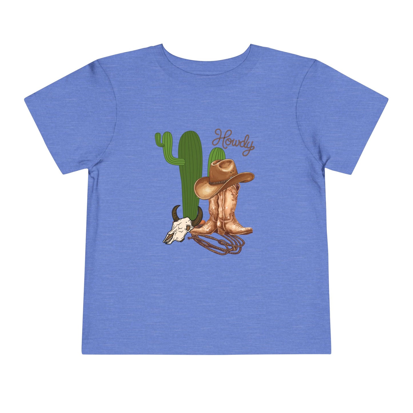 Howdy Cowboy Toddler Tee — Western Cactus, Boots & Skull Kids Shirt