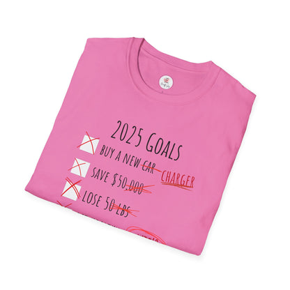 2025 Goals Funny Checklist T-Shirt — Sarcastic New Year Resolution Tee