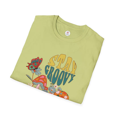 Stay Groovy Floral T-Shirt — 70s Retro Mushroom & Flower Graphic Tee