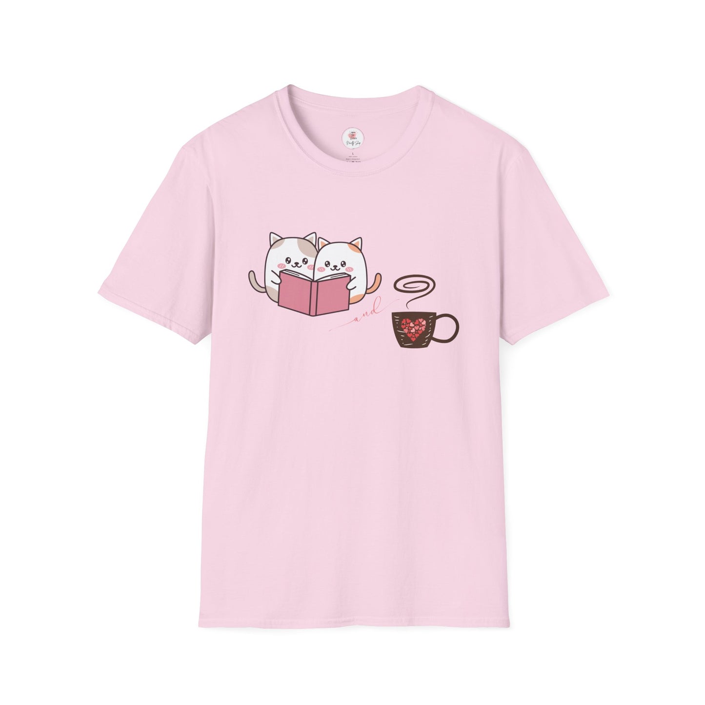 Cute Cats, Books, and Coffee T-Shirt