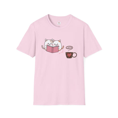 Cute Cats, Books, and Coffee T-Shirt