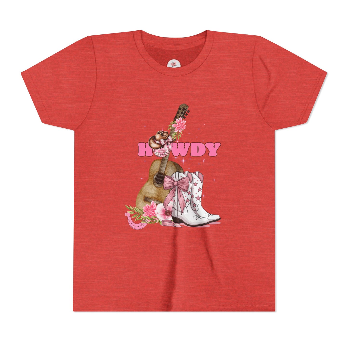 Howdy Pink Cowboy Boots & Guitar Youth Tee — Cute Western T-Shirt