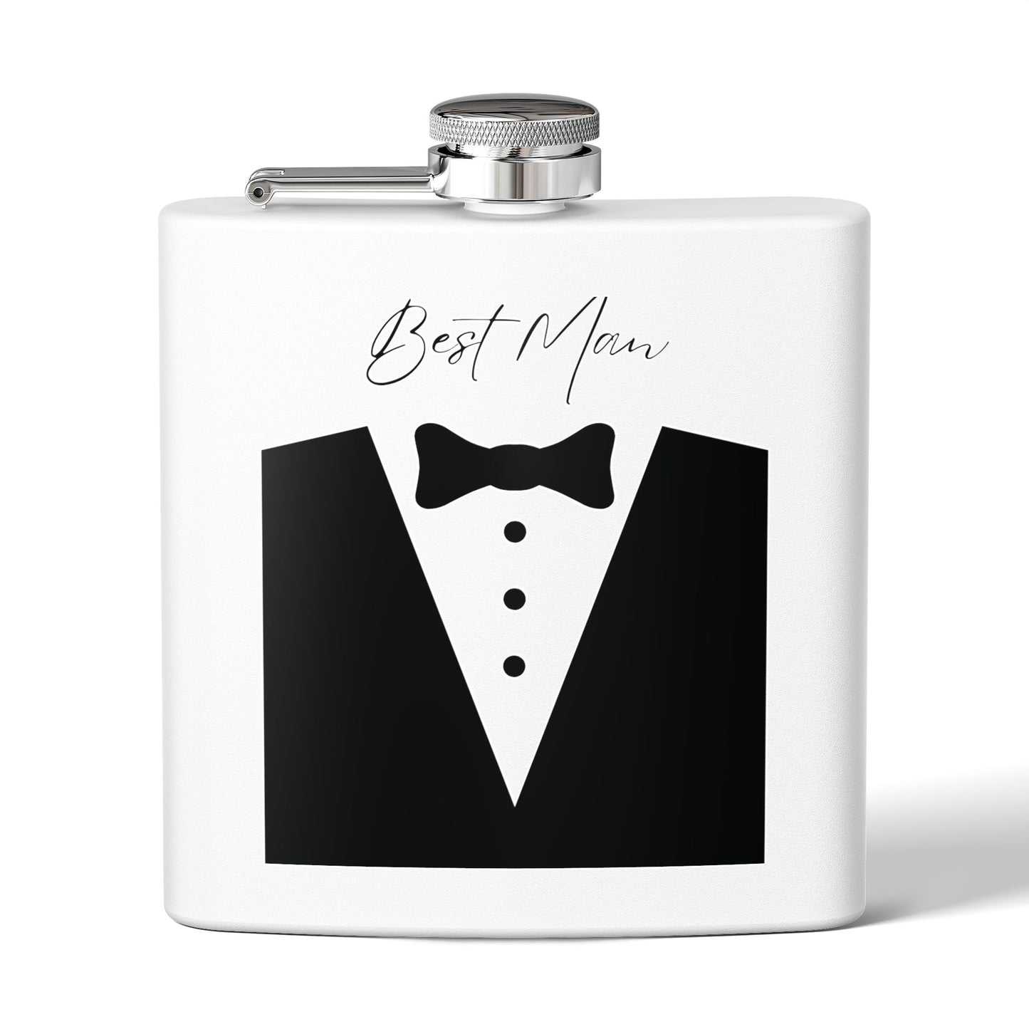 Best Man Tuxedo Flask — 6oz Stainless Steel Groom Party Gift