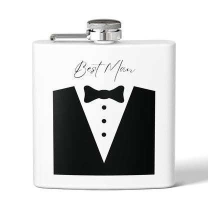 Best Man Tuxedo Flask — 6oz Stainless Steel Groom Party Gift
