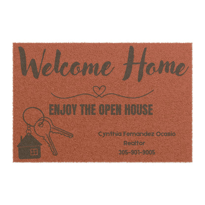 Doormat — "Welcome Home" Realtor Open House Personalized Coir Doormat