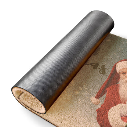 Merry Christmas Doormat — Santa & Tree Holiday Welcome Mat