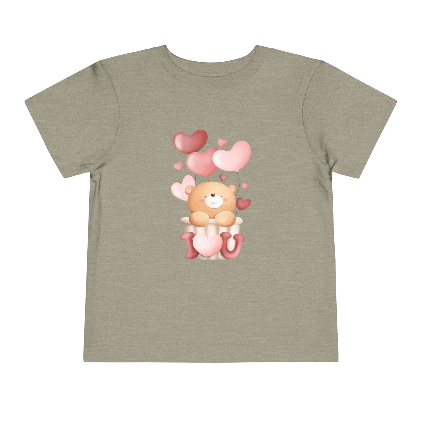 Toddler Tee — Cute Bear with Hearts and "I  Heart U"  T-Shirt
