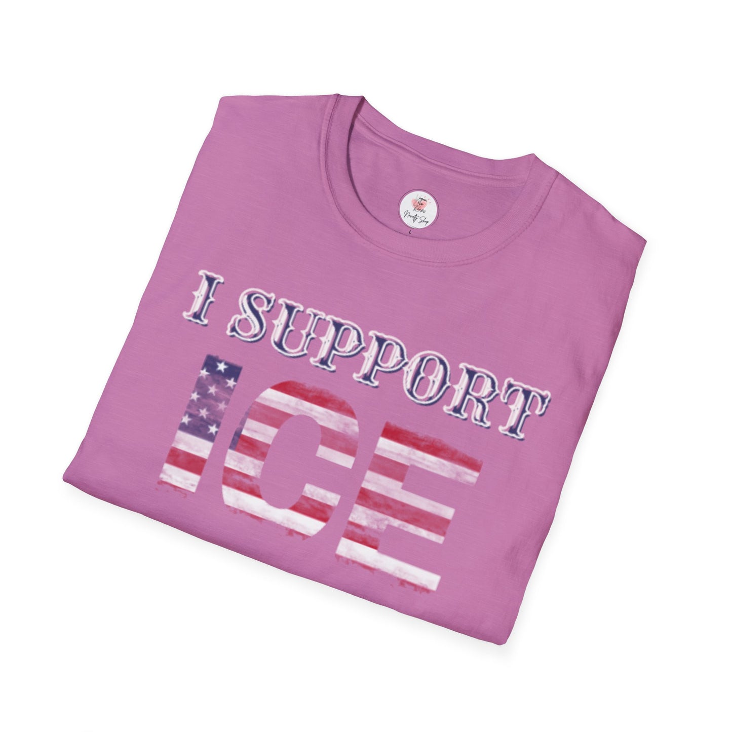 I Support ICE T-Shirt — American Flag Distressed Design
