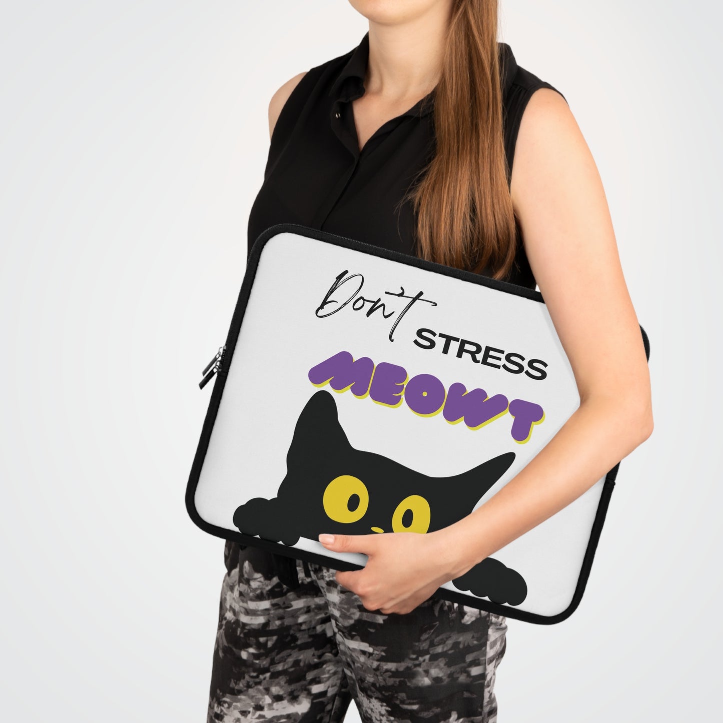 Don’t Stress Meowt Laptop Sleeve — Cute Cat Quote Protective Case