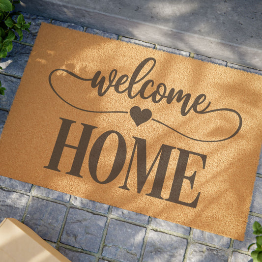 Welcome Home Doormat – Cozy, Heart Accent Entryway Mat