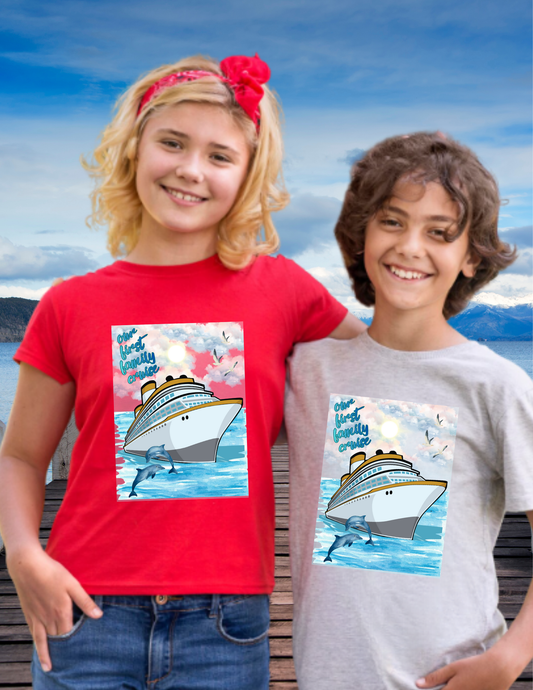 Cruise Ship Tee — "Our First Family Cruise" Youth T-Shirt