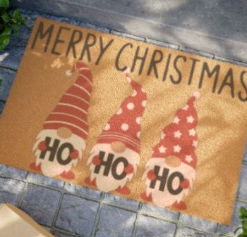 HO HO HO Merry Christmas Gnomes Welcome Mat