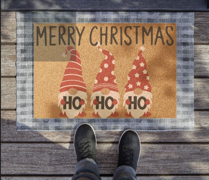 HO HO HO Merry Christmas Gnomes Welcome Mat